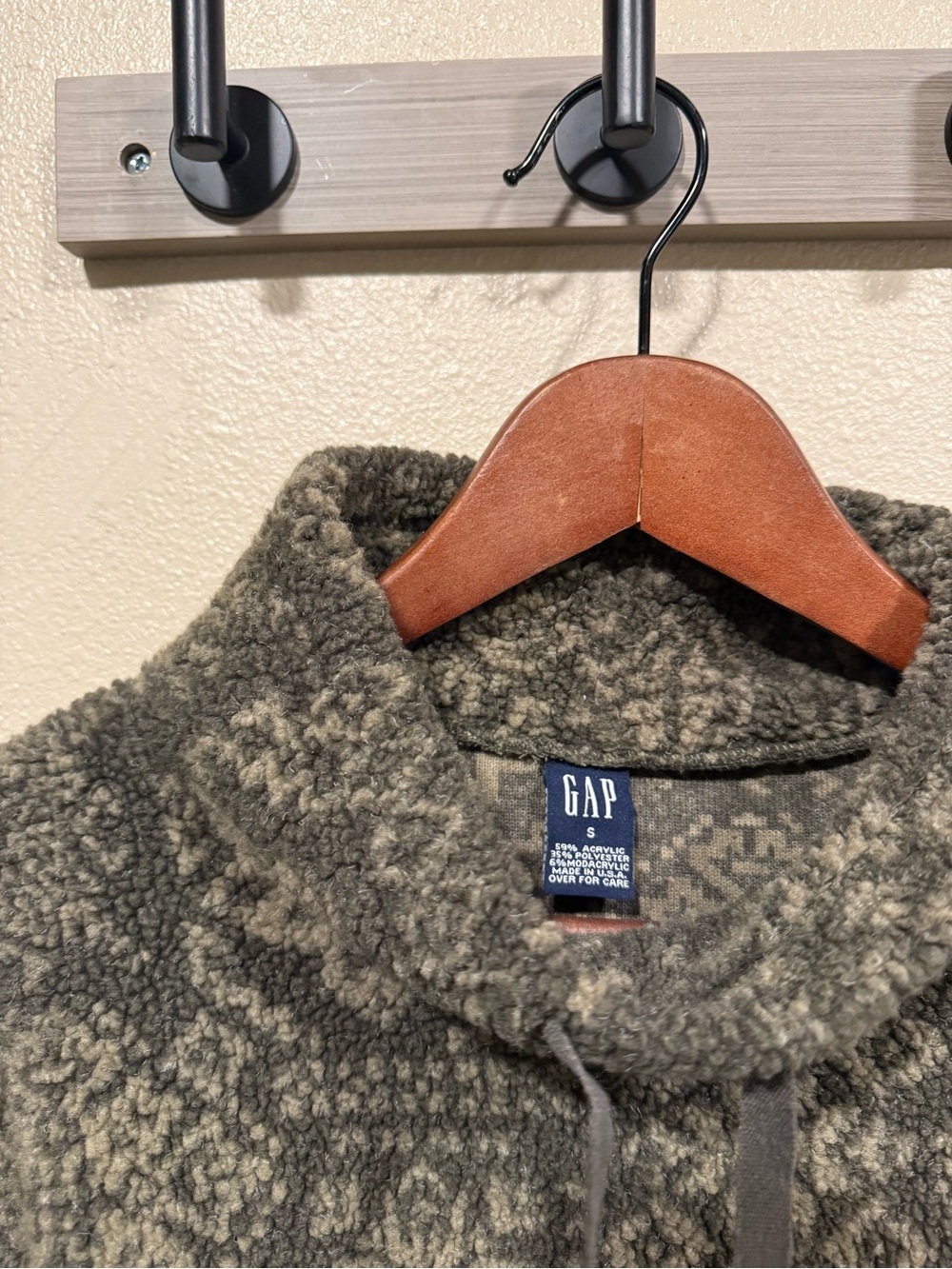 GAP Olive Tone Sherpa Crewneck Pullover